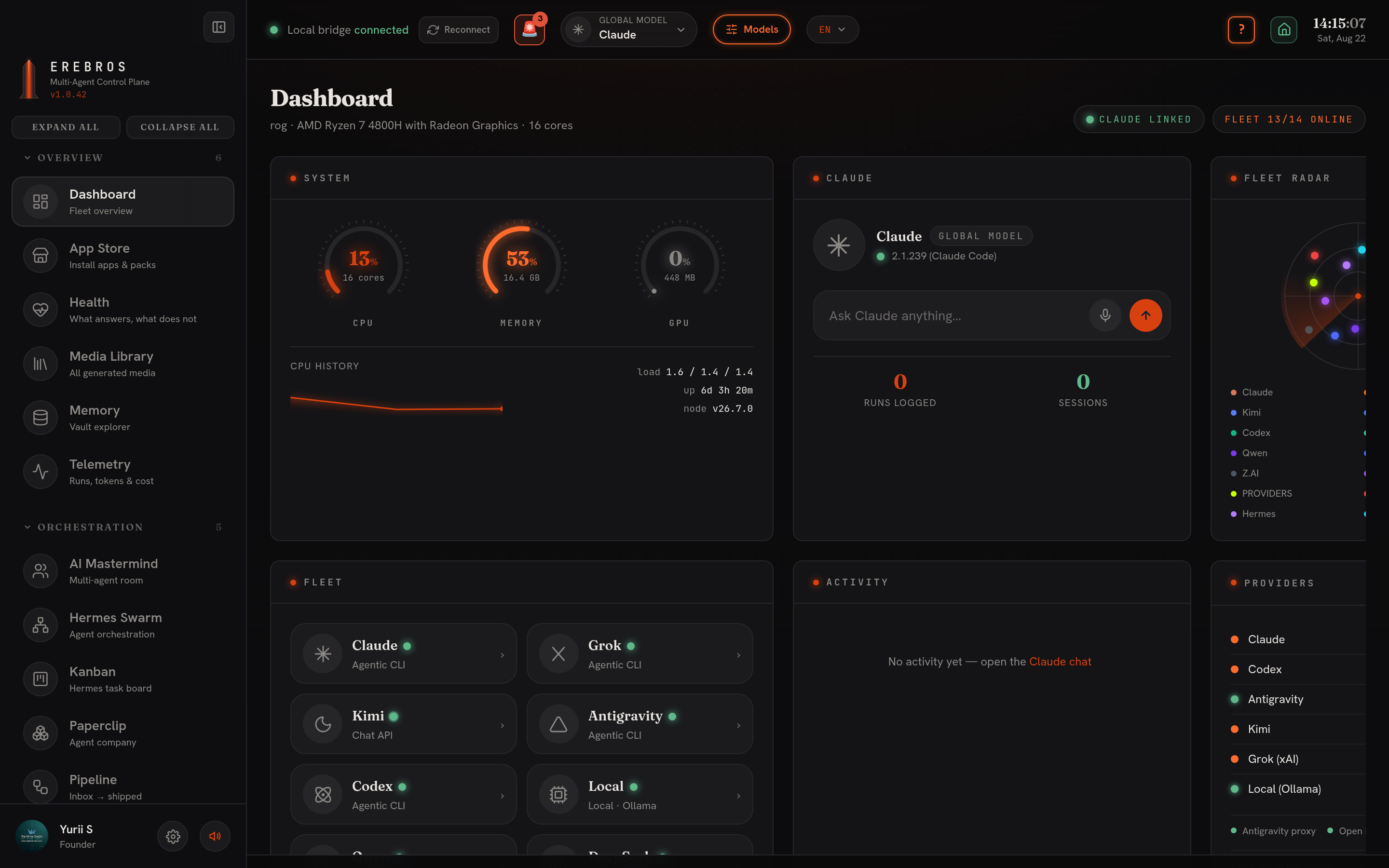 Dashboard — Erebros