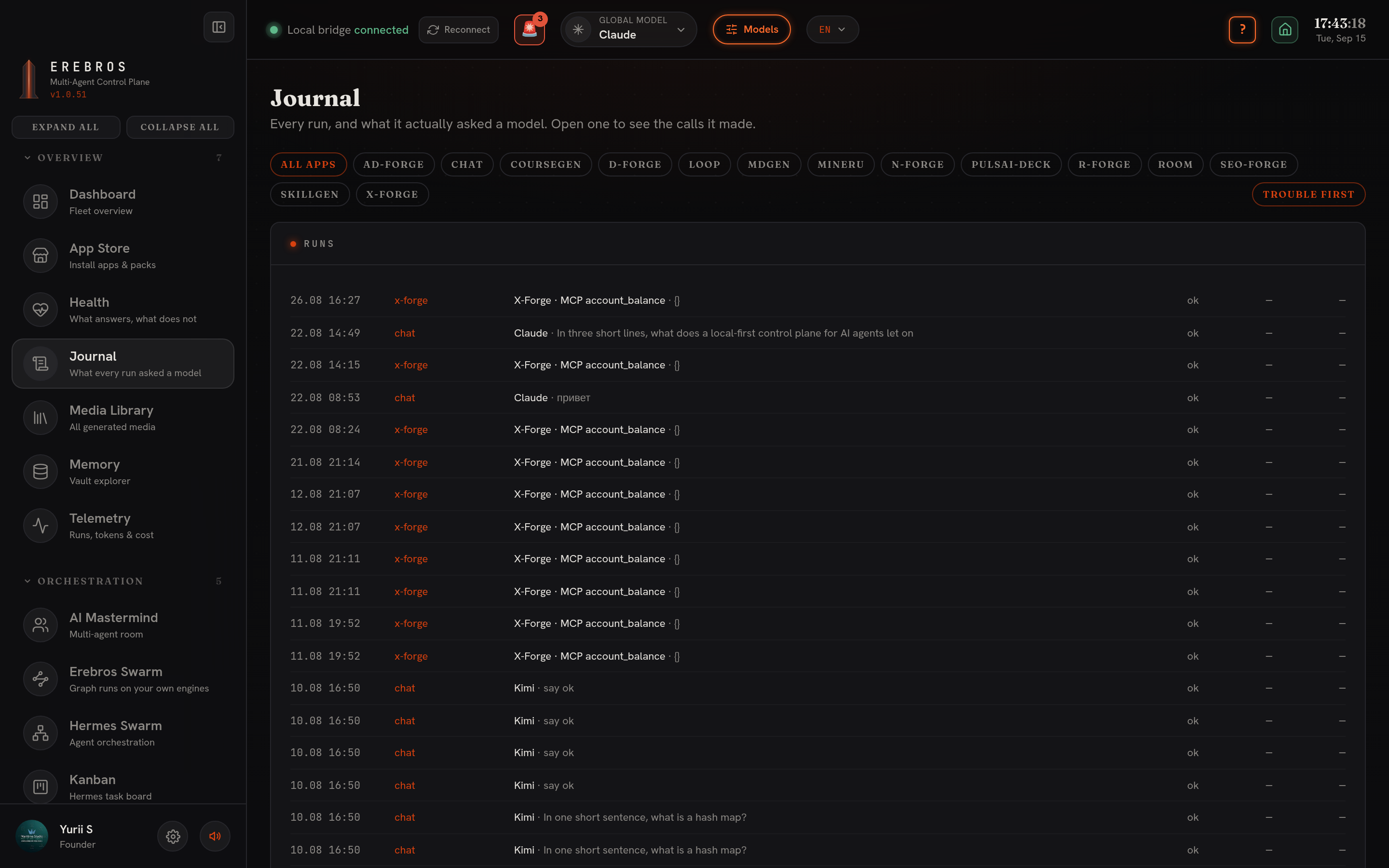Journal, Erebros